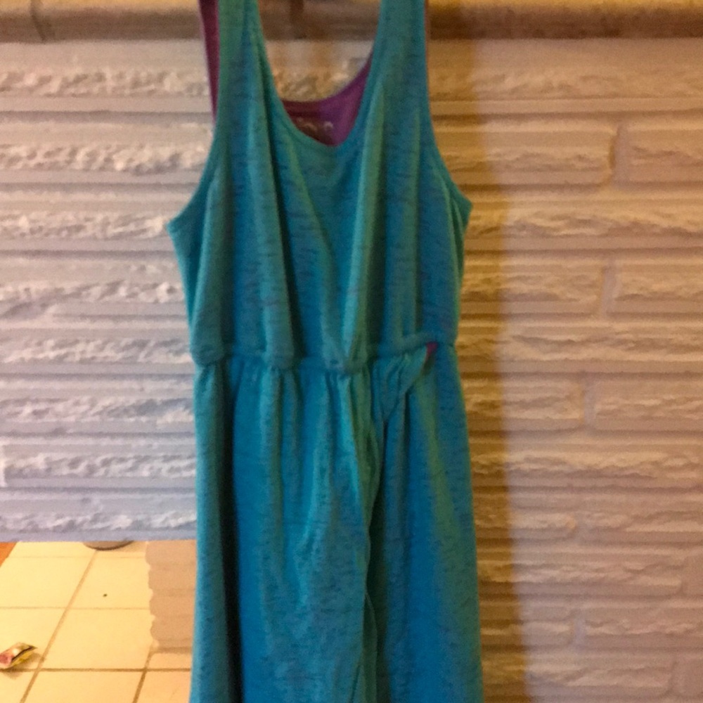 Is it a blue dress with a purple inside